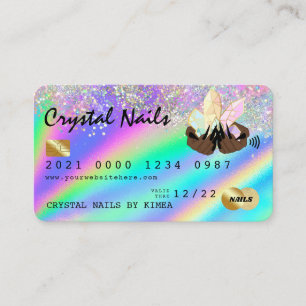 Holographic Crystal Glitzer Nail Tech Kreditkarte Visitenkarte