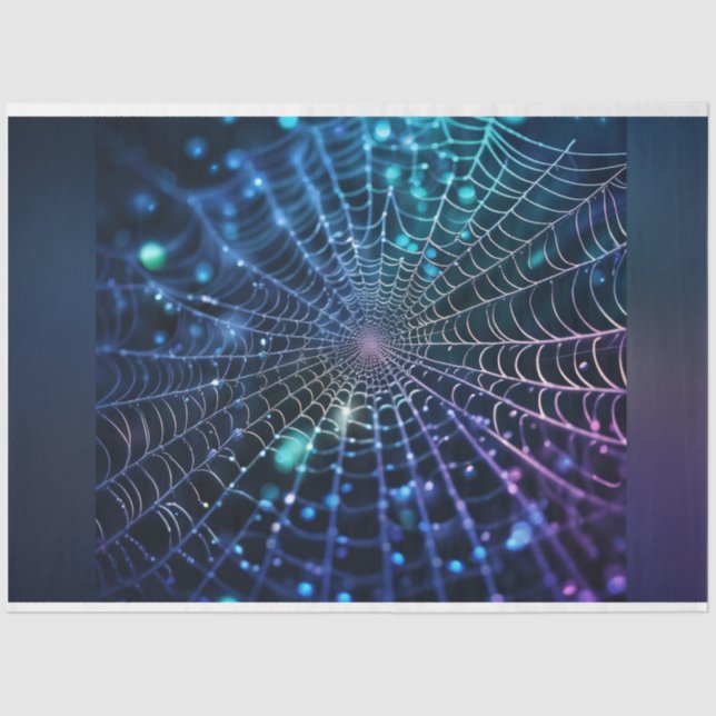 Holographic Dark Spiderweb Halloween Decoupage Seidenpapier (Vorderseite)