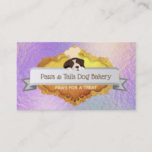 Holographic Dog bakery Business Cards Visitenkarte (Vorderseite)