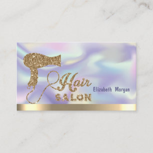 Holographic Elegant Gold Glitzer Haartrockner Visitenkarte