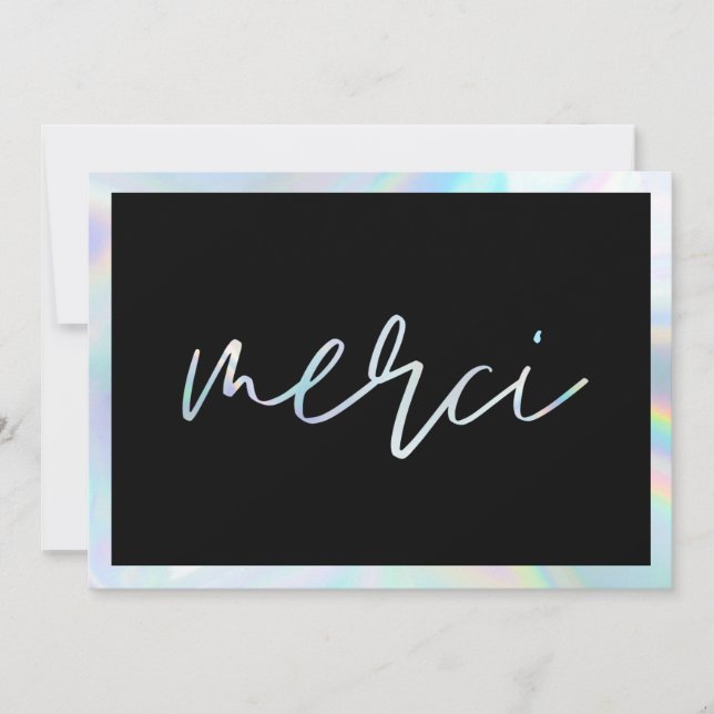 Holographic Elegant Merci Custom Danke Cards Einladung (Vorderseite)