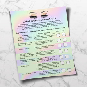 Holographic Eyelash Extensions Liability Waiver Flyer