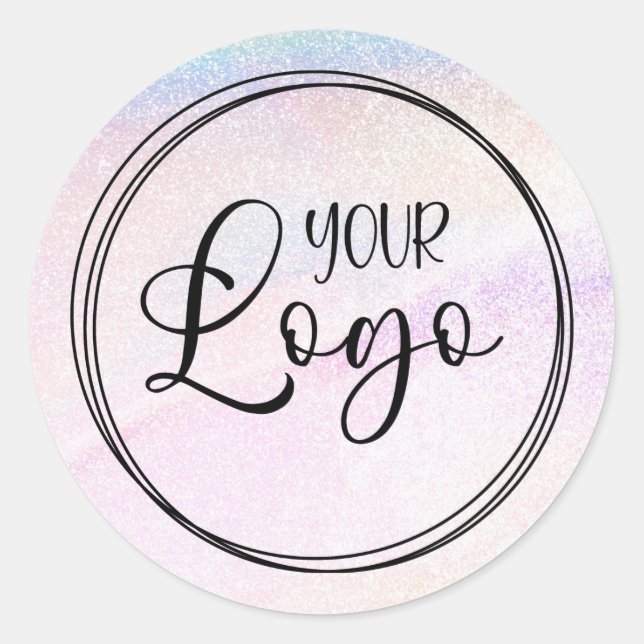 Holographic Fake Glitzer Rainbow Logo Runder Aufkleber (Vorderseite)