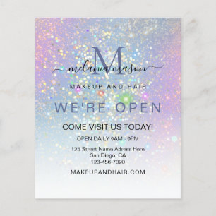 Holographic Glam Glitzer Elegant Wir sind Open Blu Flyer