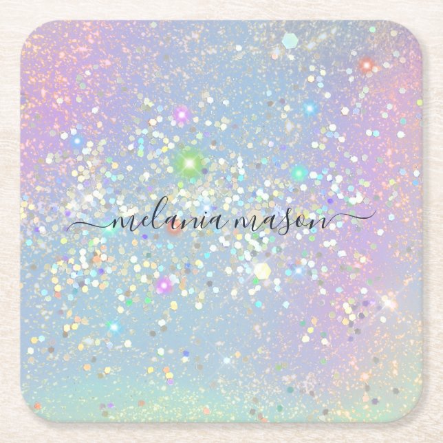 Holographic Glam Glitzer Elegante Glitzern Rechteckiger Pappuntersetzer (Vorderseite)
