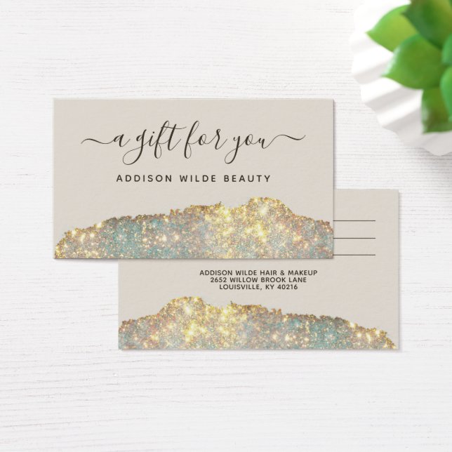 Holographic Glam Glitzer Salon Geschenkkarte (Schreibtisch)