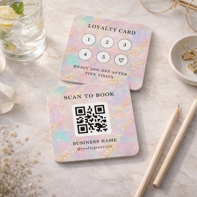 Holographic Glitter Loyalty Card Stamp Card QR Cod (Von Creator hochgeladen)