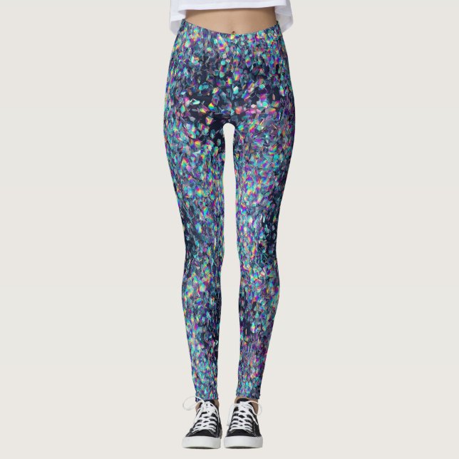 Holographic Glitter Pattern – Iridescent Rainbow  Leggings (Vorderseite)
