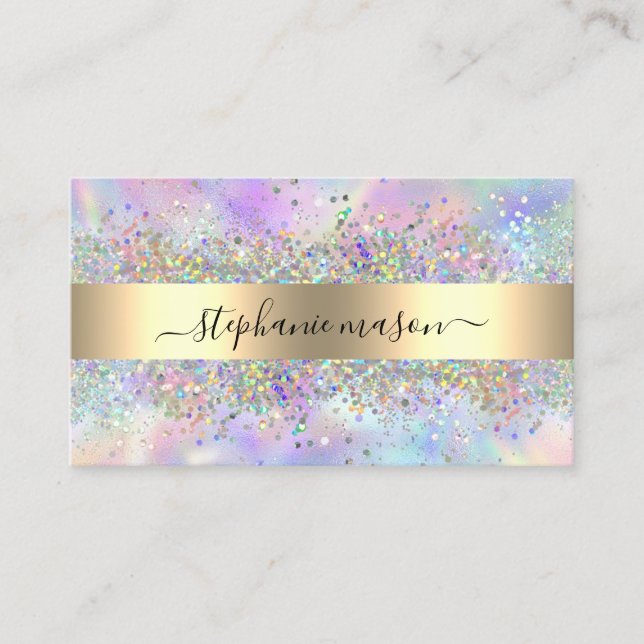 Holographic Glitzer Beauty Salon Business Card Telefonnummerkarte (Vorderseite)