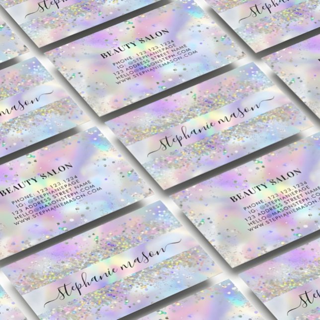 Holographic Glitzer Beauty Salon Business Card Telefonnummerkarte (Von Creator hochgeladen)