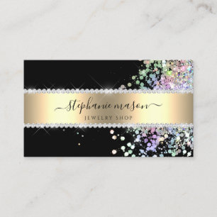 Holographic Glitzer Gold Black Business Card Telefonnummerkarte