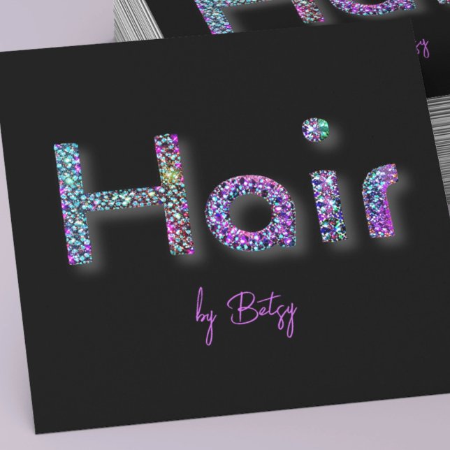 Holographic Glitzer Hair Stylist Business Card (Von Creator hochgeladen)