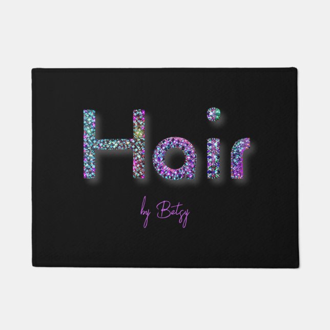 Holographic Glitzer Hair Stylist Fußmatte (Vorderseite)
