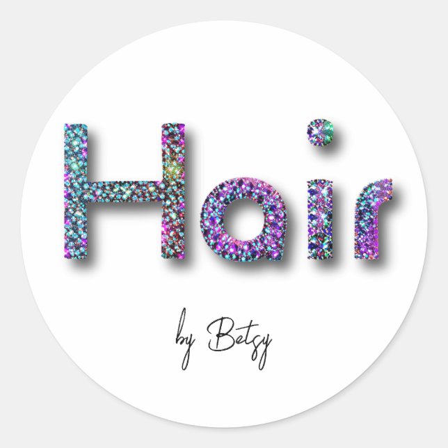 Holographic Glitzer Hair Stylist Runder Aufkleber (Vorderseite)
