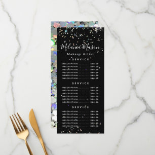 Holographic Glitzer Makeup Artist Black Price Menu Menükarte