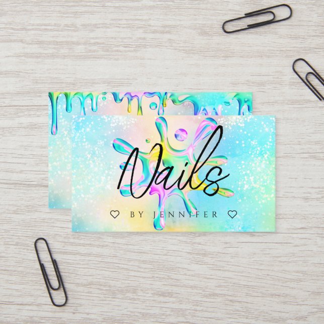 Holographic Glitzer Polish Splash Tropfens Nails Visitenkarte (Vorderseite/Rückseite Beispiel)