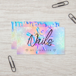 Holographic Glitzer Polish Splash Tropfens Nails Visitenkarte