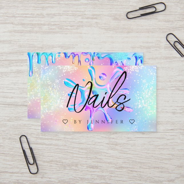 Holographic Glitzer Polish Splash Tropfens Nails Visitenkarte (Vorderseite/Rückseite Beispiel)