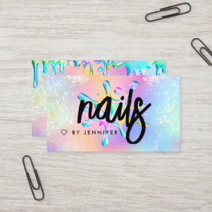 Holographic Glitzer Polish Splash Tropfens Nails Visitenkarte