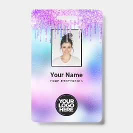 Holographic Glitzer Tropfen Mitarbeiter Foto Logo Ausweis