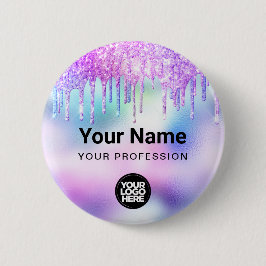 Holographic Glitzer Tropfen Mitarbeiter-Logo-Tag Button