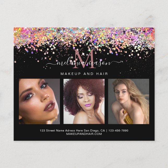 Holographic Glitzern Makeup Artist Foto Black Flye Flyer (Vorne)