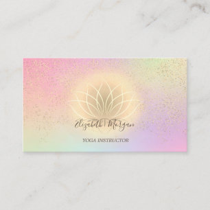 Holographic Gold Lotus Confetti Yoga Instructor Visitenkarte