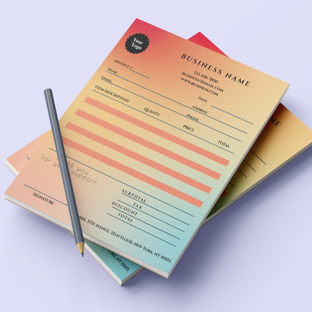 Holographic Gradient Business Invoice Vielen Dank Notizblock (Holographic Gradient Business Invoice Thank You Notepad)