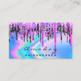 Holographic Hair Makeup Beauty Salon Tropfens Pink Visitenkarte