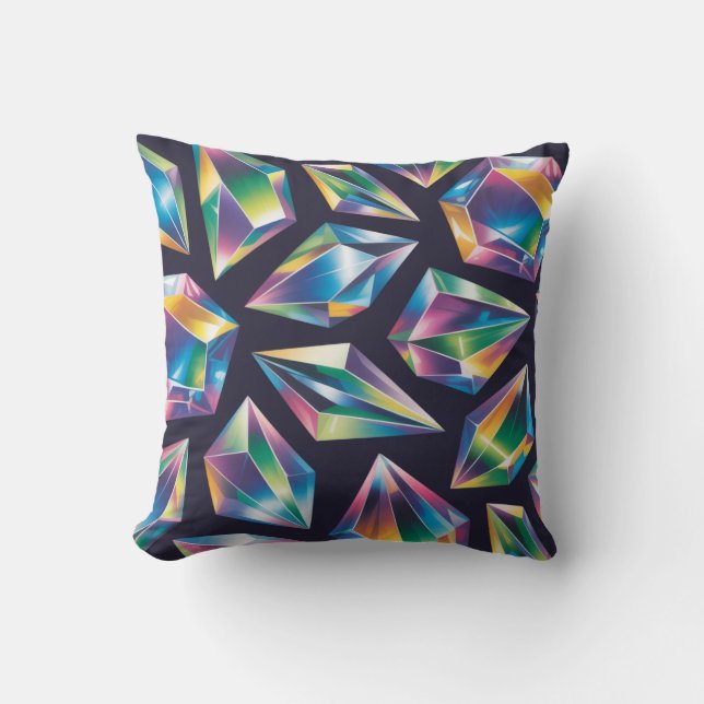 Holographic Iridescent Gemstones Seamless Pattern Kissen (Vorderseite)