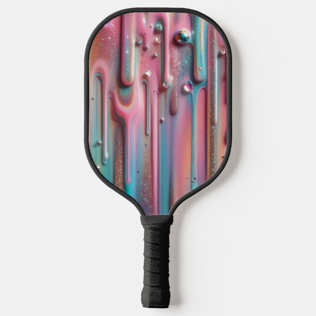 Holographic Iridescent Tropfen Pickleball Paddle (Rückseite)