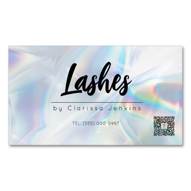 Holographic Lashes Eyelash Extensions Make-up Magnetische Visitenkarte (Vorderseite)