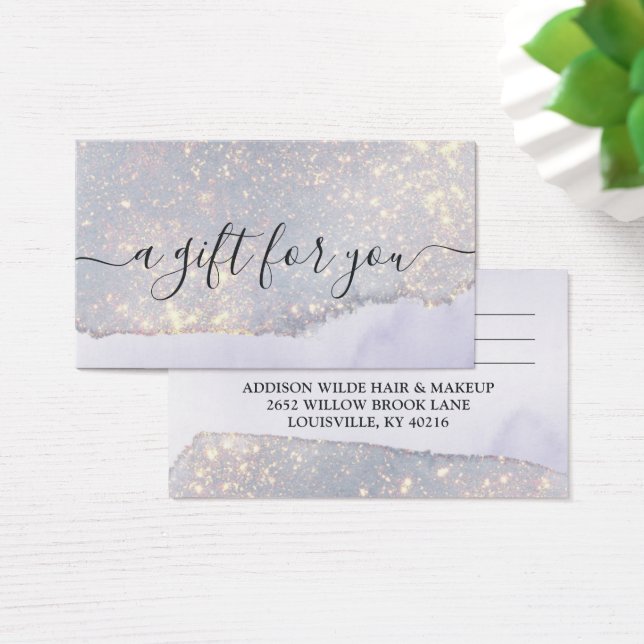 Holographic Lila Glitzer Luxe Glitzer Gift Card (Schreibtisch)