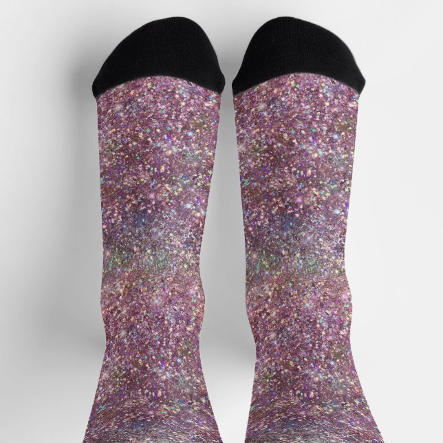 Holographic Luxury Pink Rainbow Glitzer Socks Socken (Oben)