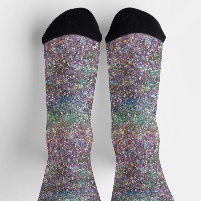 Holographic Luxury Rainbow Glitzer Socks Socken (Oben)