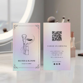 Holographic Makeup Artist Card with QR Code Visitenkarte