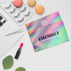 Holographic Makeup Artist Eyelash QR LOGO Gold Visitenkarte