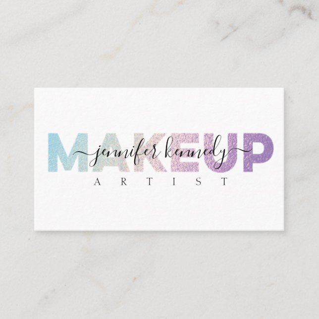 Holographic Makeup Artist Iridescent Beauty Salon Visitenkarte (Vorderseite)