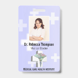 Holographic Medical 3D Caduceus White Cross Foto Ausweis