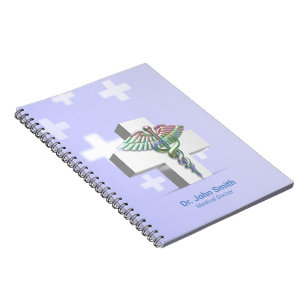 Holographic Medical 3D Caduceus White Cross Notizblock