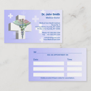 Holographic Medical 3D Caduceus White Cross Terminkarte