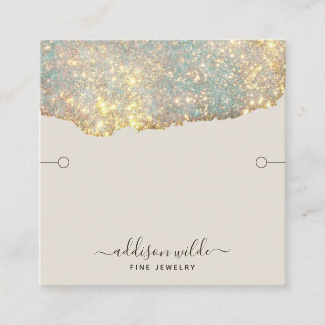 Holographic Modern Glam Glitzer Bracelet Display Quadratische Visitenkarte (Vorderseite)