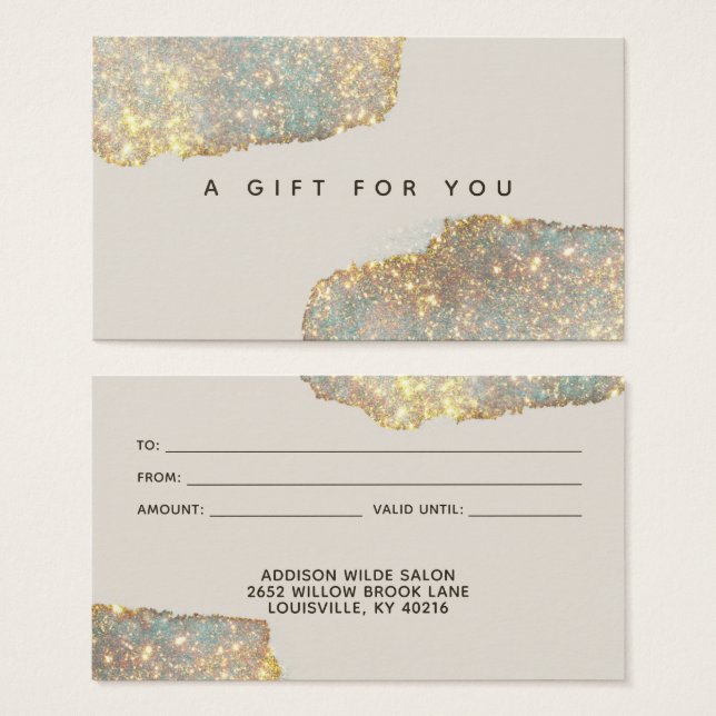 Holographic Modern Glam Glitzer Gift Card (Vorne & Hinten)
