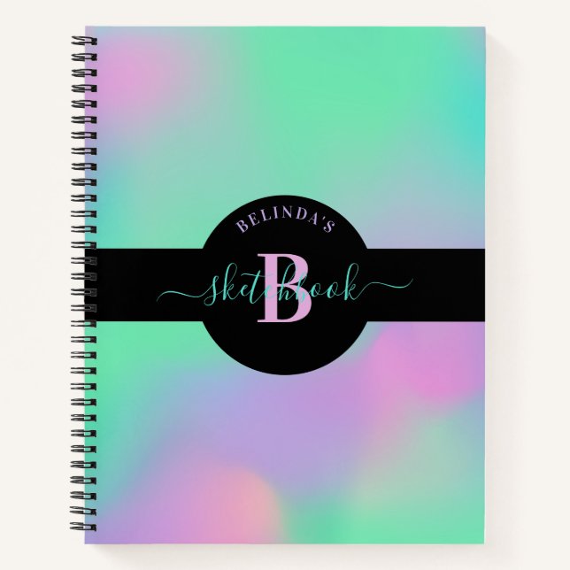 Holographic Monogram Mind Green Pink Sketchbook Notizbuch (Vorderseite)
