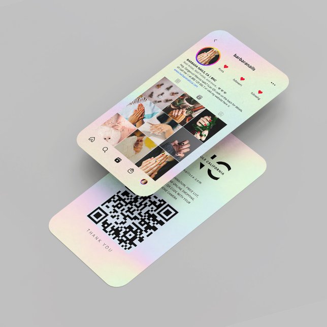 Holographic Nail Artist Modern Instagram Visitenkarte (Holographic Nail Artist Modern Instagram Business Card
)