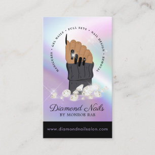 Holographic Nail Tech Nail Salon Trendy Hand Logo Visitenkarte