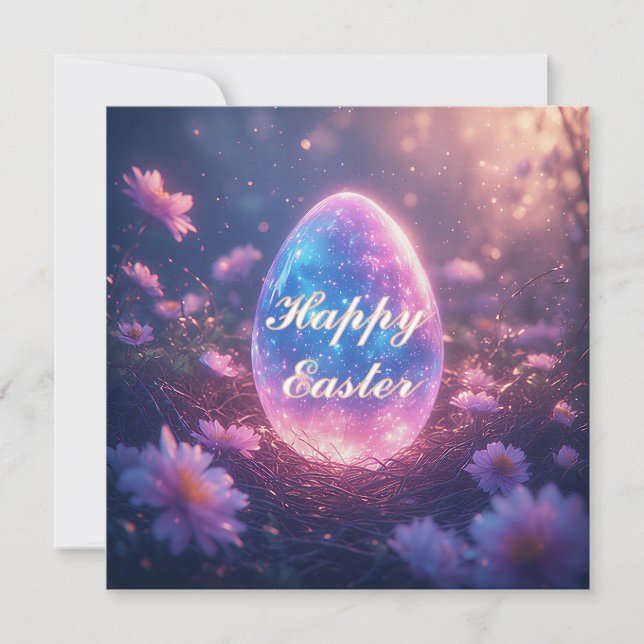 Holographic Neon Easter Egg Card Feiertagskarte (Vorderseite)