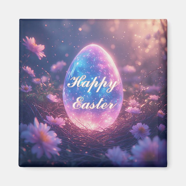 Holographic Neon Easter Egg Card Magnet (Vorne)