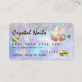 Holographic Opal Crystal Nail Tech Kreditkarte Visitenkarte