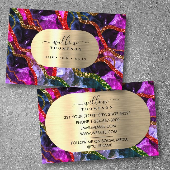Holographic Opal Lila Geode Agate Visitenkarte (Holographic Opal Purple Geode Agate Business Card)